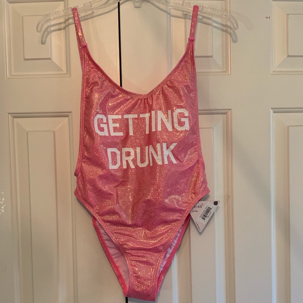 Getting Drunk Pink Bathing Suit